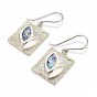 Silver Square Earrings with Roman Glass in Eye Design