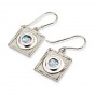 Silver Square Earrings with Roman Glass in Rings