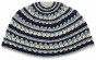 Kippah with Frik Design and Blue, Gray and White Stripes in 21 cm