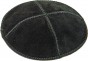 Suede Black Kippah with Four Sections in 17 cm