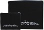 Tallit and Tefillin Set in Dark Blue Velvet with Decorative Text