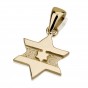 Star of David with Flag of Israel Pendant in 14k Yellow Gold