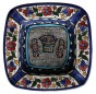Armenian Ceramic Rounded Square Ashtray with Mosaic Fish & Bread