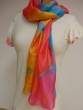Silk Scarf in Azure with Colorful Flower Print by Galilee Silks