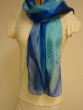Silk Scarf with Diamond Shapes in Blue Shades by Galilee Silks