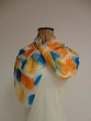 Silk Scarf in Cream with Blue & Orange Patches by Galilee Silks
