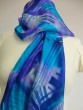 Silk Scarf in Azure & Purple with Blue Pattern by Galilee Silks