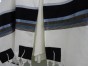 Tallit in White with Black, Blue & Gold Strips by Galilee Silks