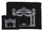 Tallit and Tefillin Set in Black Velvet with Silver Vienna Gate