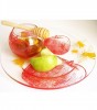 Honey Serving Set with Apples & Bees Design in Glass