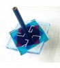 Dreidel with Geometric Design in Blue and Purple Acrylic