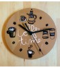 Wall Clock in Mocha with Coffee Time Design