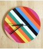 Wall Clock with Colorful Stripe Design