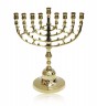 Hanukkah Menorah with Burning Bush Design in Gold