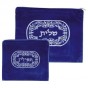 Tallit and Tefillin Bag Set in Blue Velvet with Embroidery
