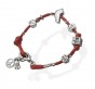 Bracelet in Red Silk with Silver Plated Charms in 18cm