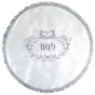 Matzah Cover in White Satin with Silver Embroidery of Leaves and Bible
