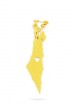 Israel Shaped Pendant with Heart and Necklace
