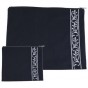 Dark Blue Velvet Tallit and Tefillin Bag Set with Flower Design