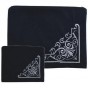 Black Velvet Tallit and Tefillin Bag Set with Corner Design