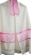 Women's Tallit in White with Pink Ribbon by Galilee Silks