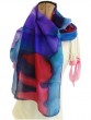 Silk Scarf in Grey with Red, Lavender and Purple Patches by Galilee Silks