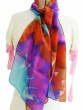 Silk Scarf in Red with Patches in Blue and Purple by Galilee Silks