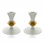Small Shabbat Candlesticks with Colored Rings
in Red