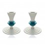 Small Shabbat Candlesticks with Colored Rings
in Red