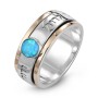 Ani Ledodi Spinning Ring with Opal Stone 925 Sterling Silver & 9K Gold