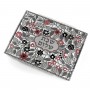 Dorit Judaica Glass Challah Board With Floral Design (Red, Black and Gray)