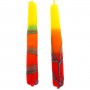 Safed Candles Shabbat Candle Set with Red, Orange and Yellow Stripes