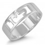 Sterling Silver Customizable Hebrew Name Ring With Cut-Out Design