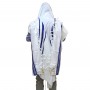 Traditional Wool Tallit – Blue with Gold Stripes