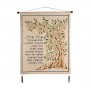 Yair Emanuel Raw Silk Wall Hanging with Machine Embroidered Tree and Blessing