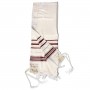 Wool Tallit with Bordeaux and Gold Stripes